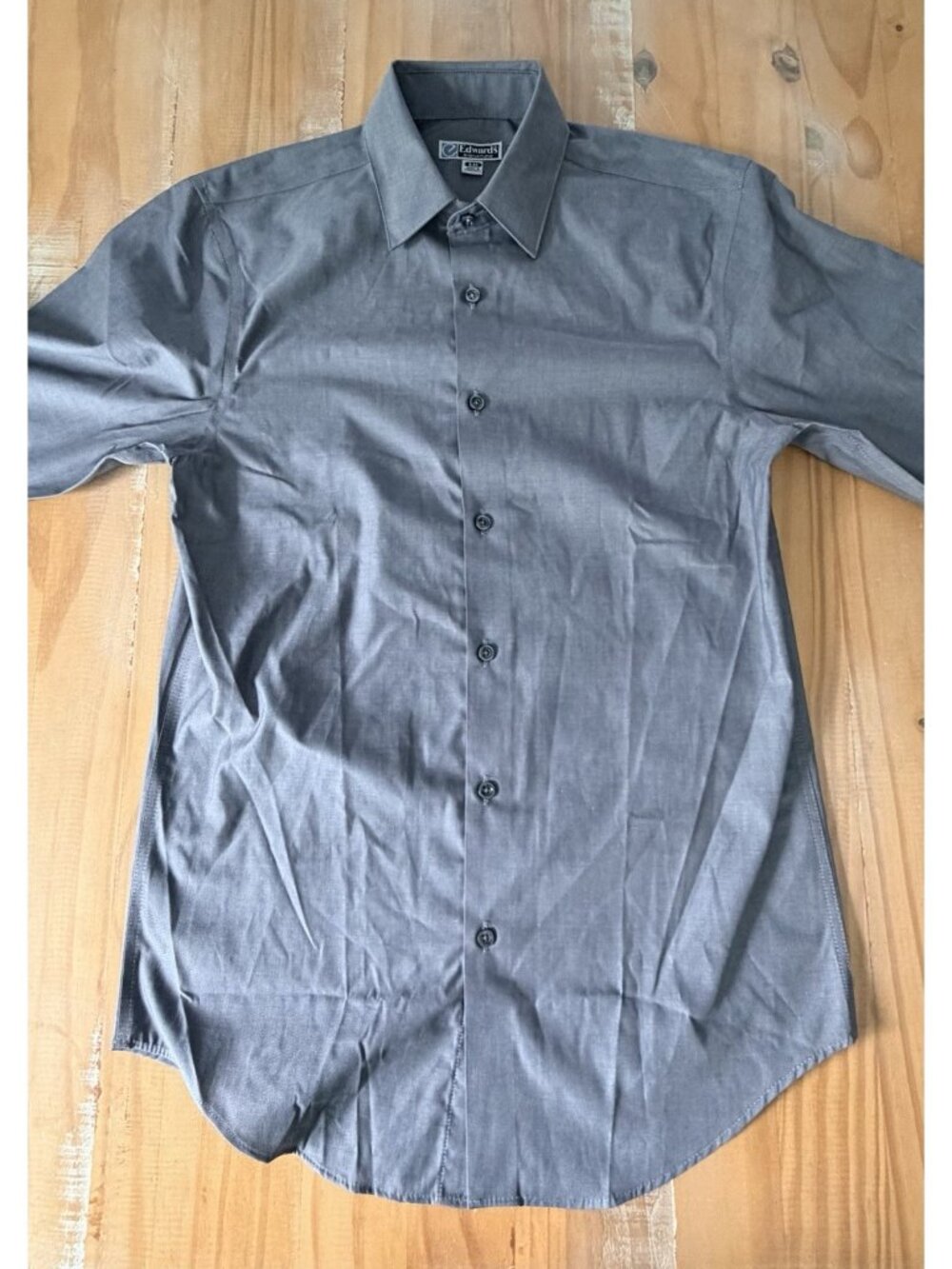 NEW Edwards Signature Dress Shirt Mens Size 33 S Grey Long Sleeve NWOT